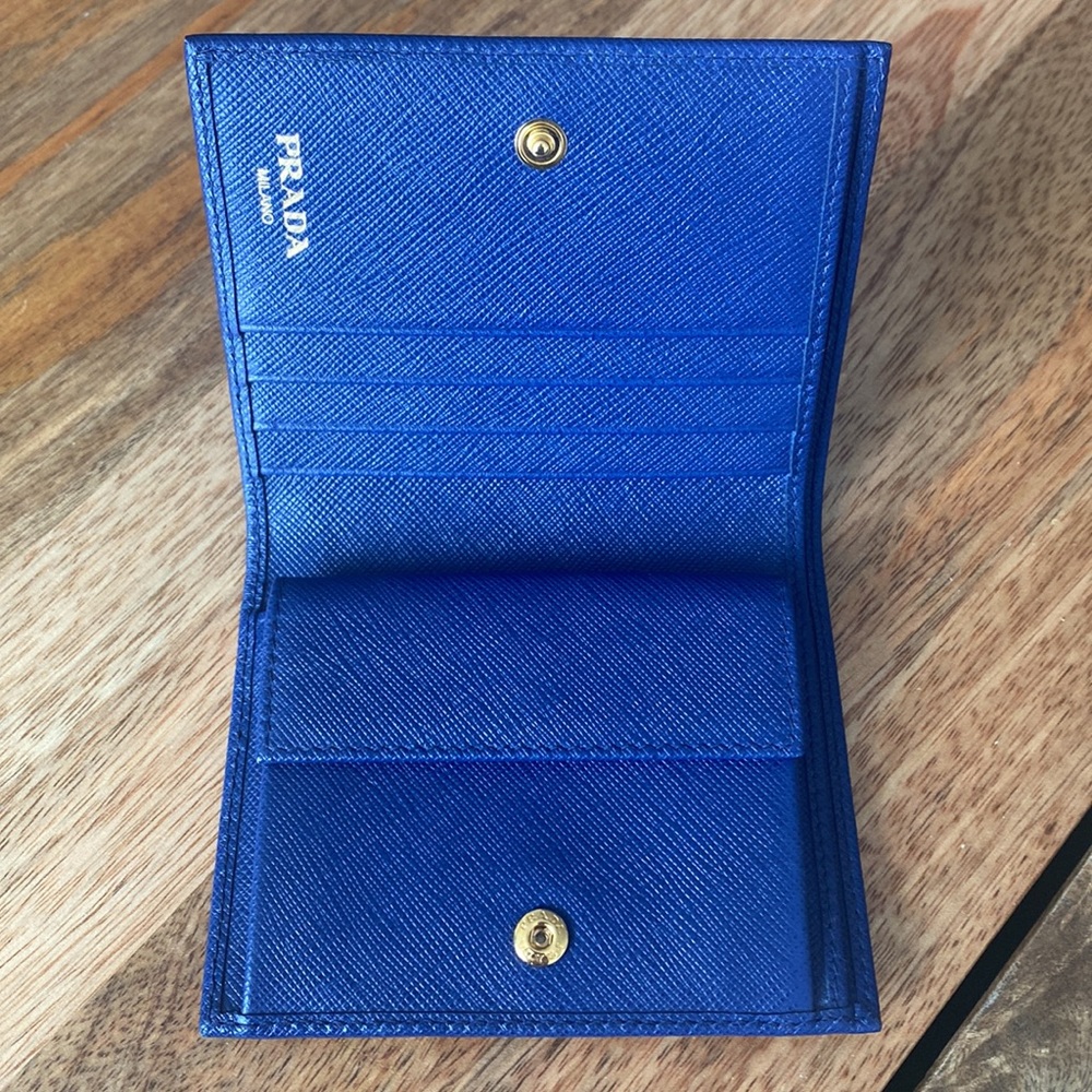 Prada blue leather wallet, NWOT - Picture 3 of 5